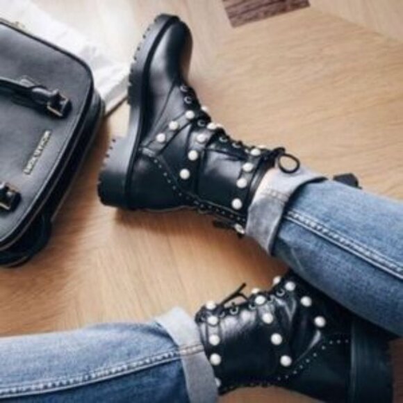 Zara Basic Collection Pearl Studded Ankle Boots Women Size 6.5 - Picture 12 of 12